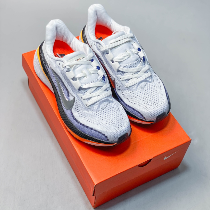 Nike Air Zoom Pegasus 42 – White / Metallic Silver / Slate Purple / Total Orange Running Sneaker