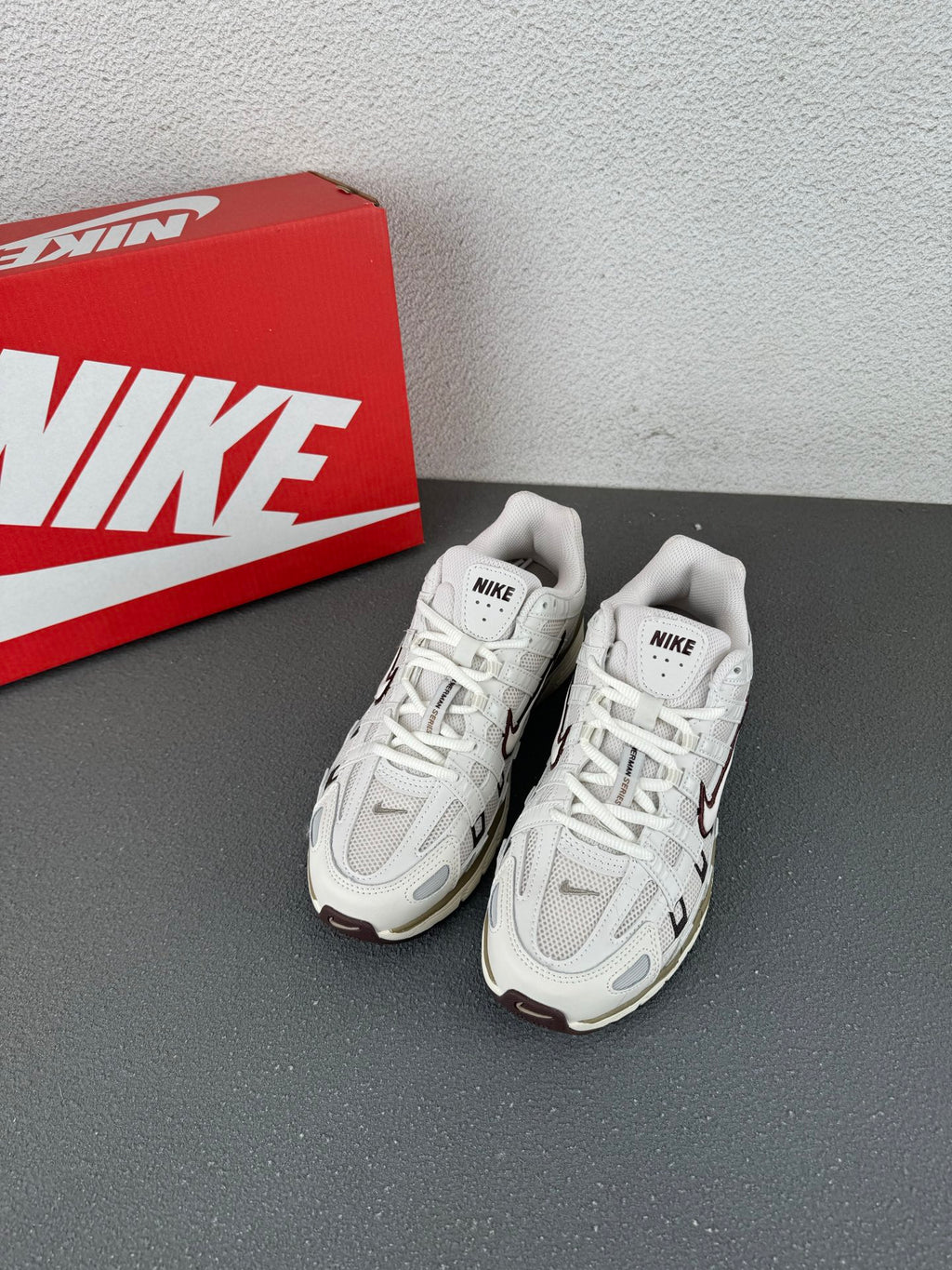 Nike P-6000 – White / Light Grey / Dark Brown Retro Running Sneaker