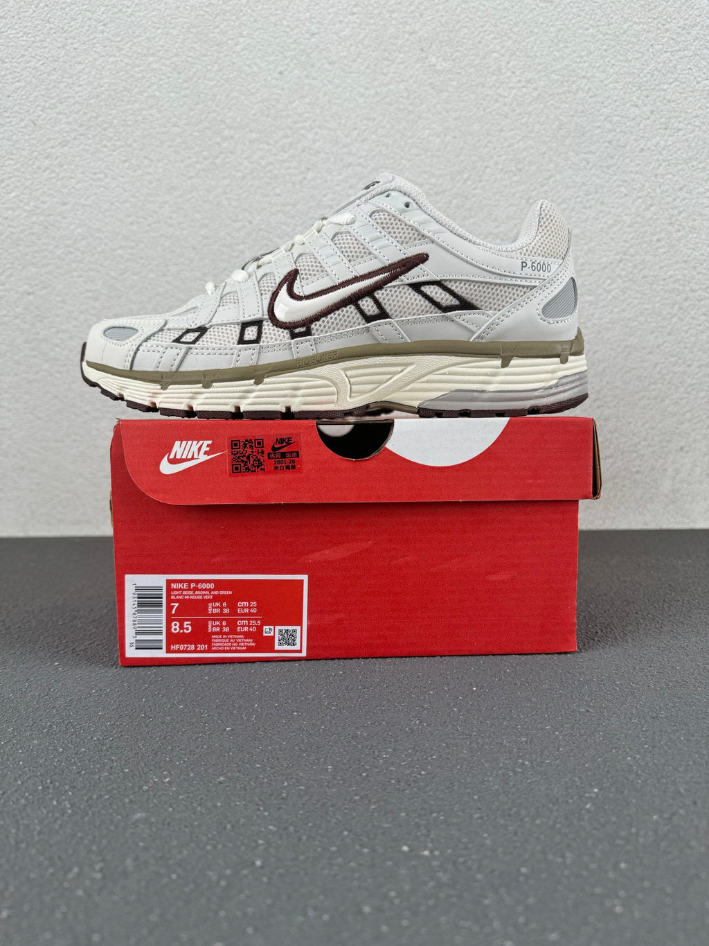 Nike P-6000 – White / Light Grey / Dark Brown Retro Running Sneaker