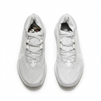 Light grey and white Nike ACG sneakers, top view on white background