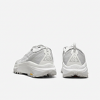 Light grey and white Nike ACG sneakers, rear view on white background