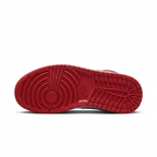 Red Air Jordan 1 Low outsole with patterned tread on white background