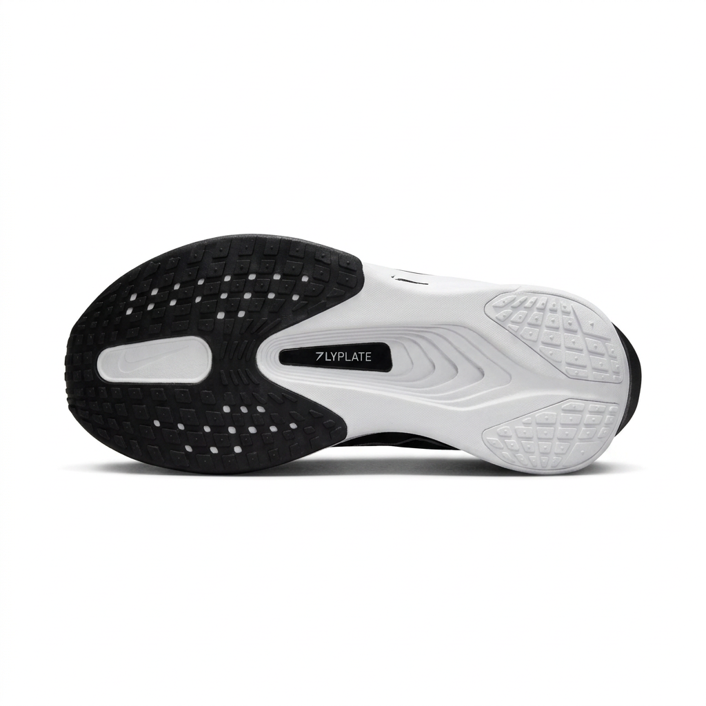 Black and white Nike sneaker outsole on white background