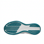 Teal Nike sneaker outsole with white central section and patterned tread on white.