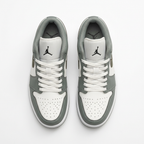 Top view of the grey and white Air Jordan 1 Low sneakers